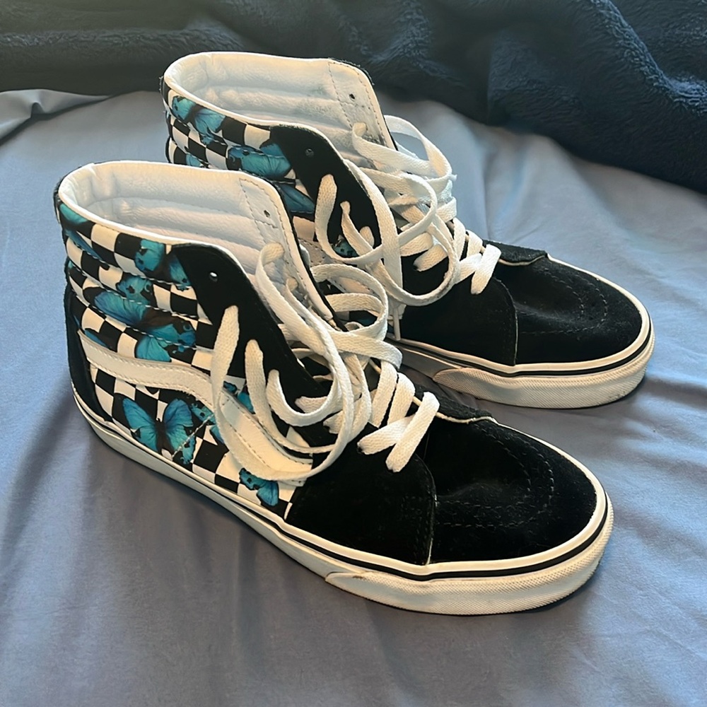 Blue Butterfly high top vans